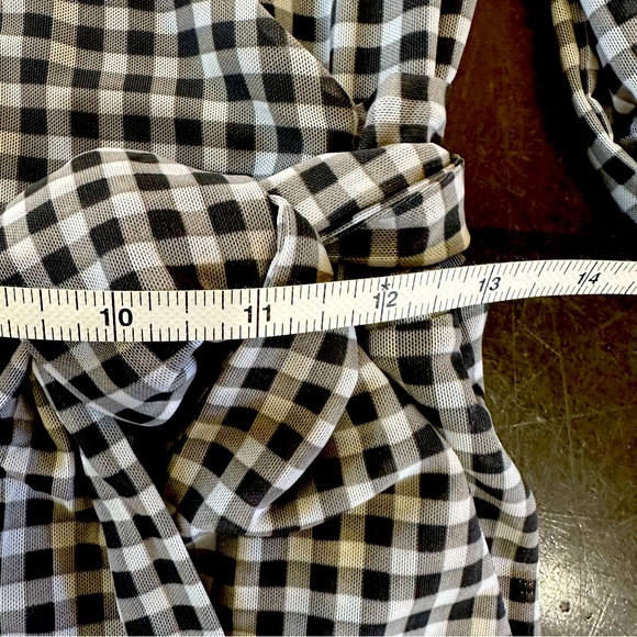 Ganni Mini Ruffle Short Sleeve Dress - Ruffle - Gingham Plaid - Mesh - Picture 13 of 15